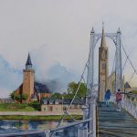 Castle Greig Street Bridge, Inverness, Watercolour 33x38cm