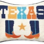 Jonathan Adler – Texas needlepoint cushion – Portrait