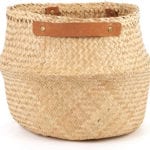Olli Ella – Natural belly basket with leather handles – Portrait