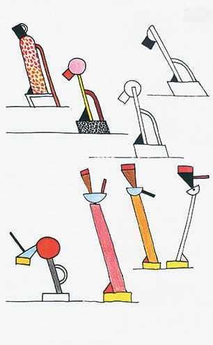 Drawings for the Tahiti and Cavalieri lamps, 1981.