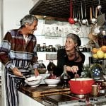 Ottavio Missoni and Rosita Missoni in the kitchen