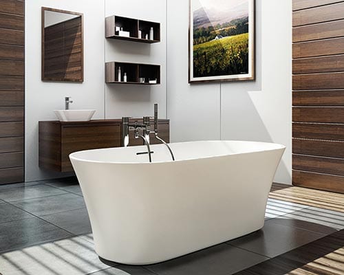 Freestanding bath in light room