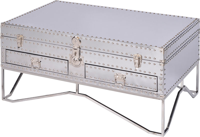 Viscount polished steel trunk coffee table, £835, Artisanti