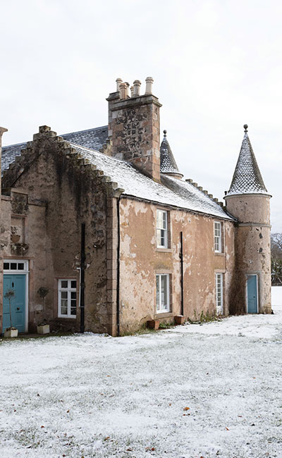 Even from the rear, Wardhill is grand, with its turrets and crowstepped gables