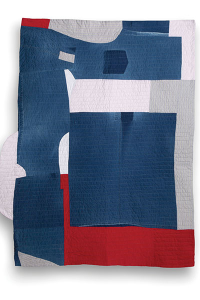 Quilt 1 is made from a well-loved Issey Miyake shirt