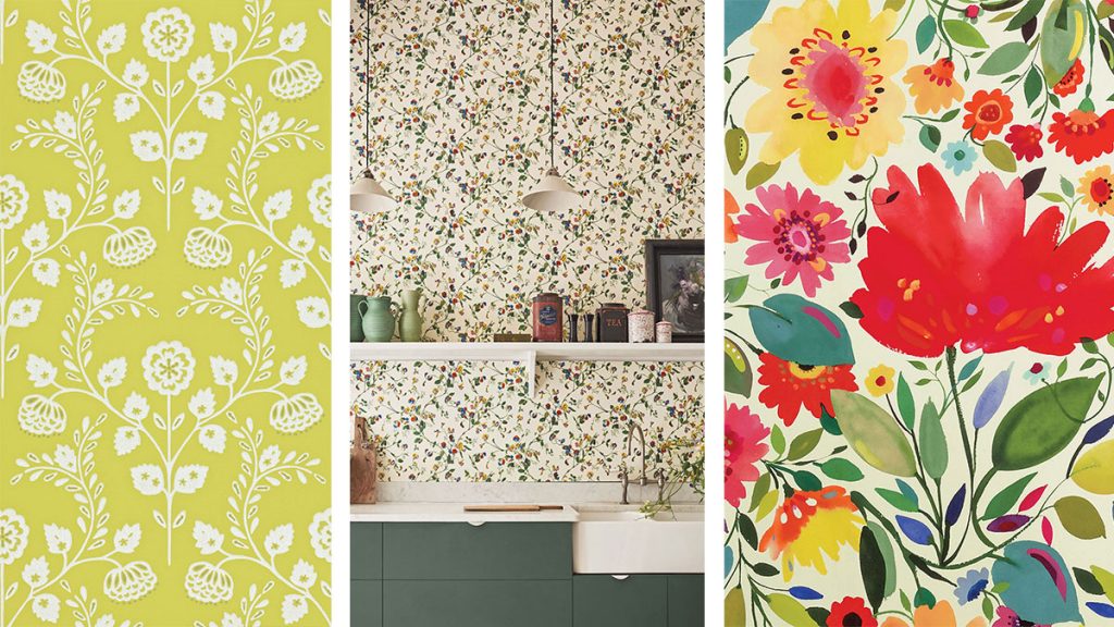 three-different-types-of-floral-kitchen-wallpaper