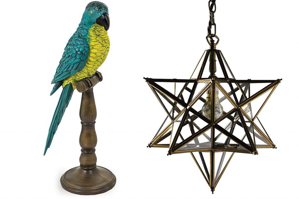 parrot-on-perch-decoration-and-star-pendant-light