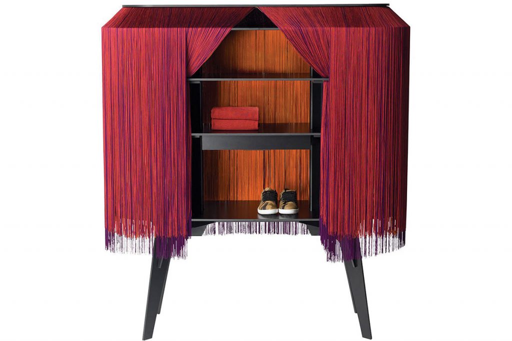 Ibride Alpaga Flamboyant bar cabinet in red, orange and purple, £4,500, Red Candy
