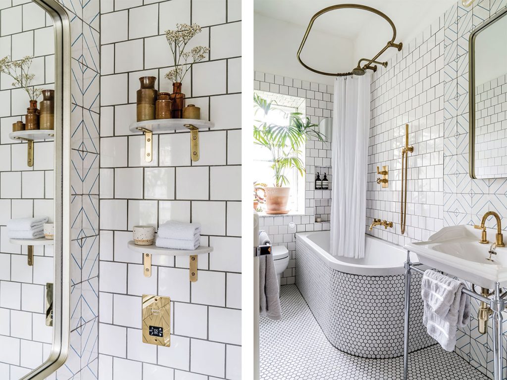 black-and-white-tiled-bathroom-with-gold-fixtures