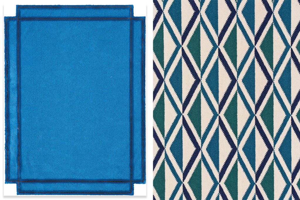 blue-rug-and-chevron-patterned-rug