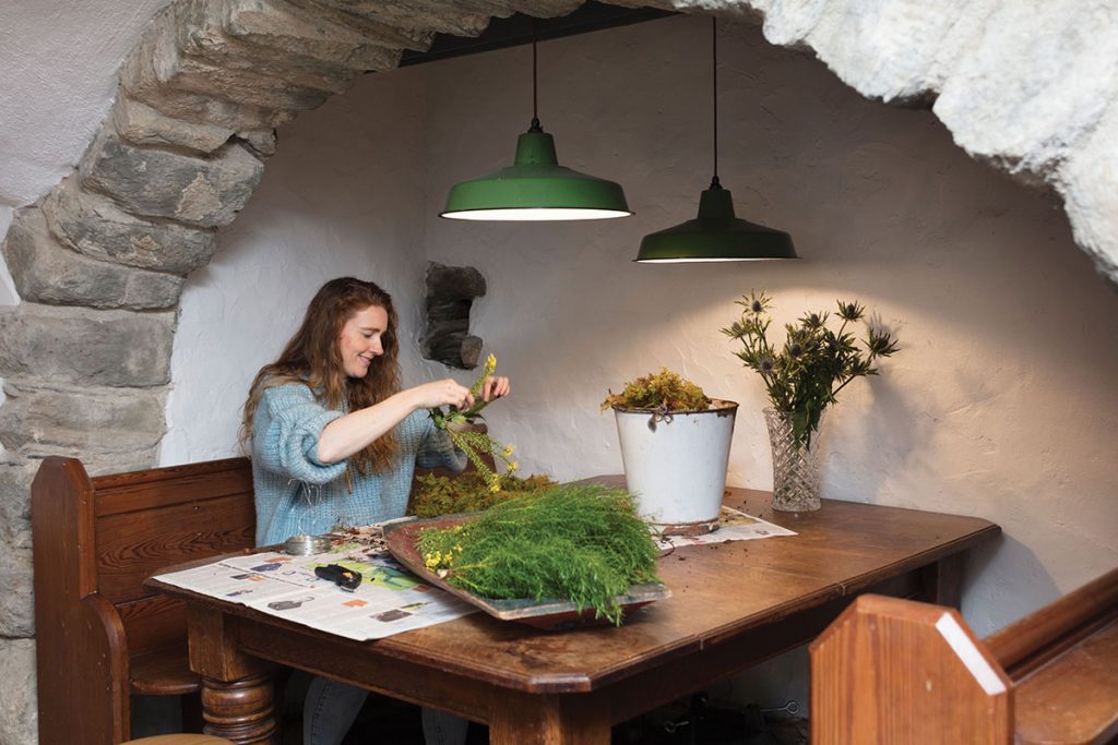 stef-working-with-flowers-picked-from-the-castle-grounds