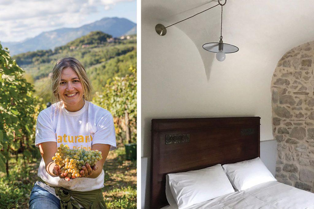 woman-holding-grapes-and-boutique-hotel