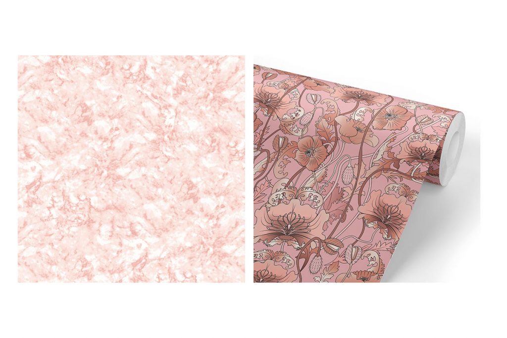 pink marble and floral wallpaper the curious department and wood chip and magnolia