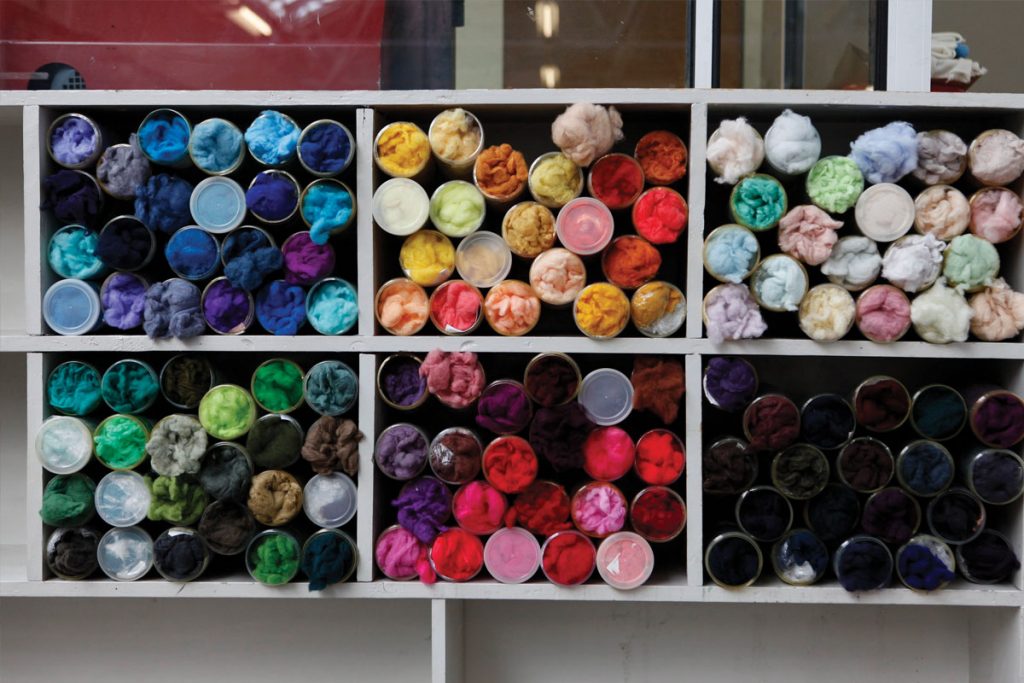 Stock shades in the dye lab. The firm is famed for its rich colours