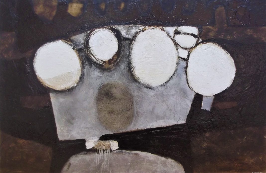 Ewan John, Title: 'From Above', mixed media on panel