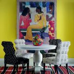 Firefly Paint, from £51 for 2.5L, Zig Zag custom dining chairs in African Mudcloth, £POR, Graffiti Pear sculpture, from £950, Andrew Martin, www.andrewmartin.co.u