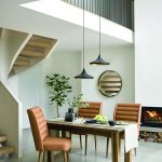 Sofa.com, Lola High Back Dining Chairs in Spiced Honey Soft Leather £480, Aspen Dining Table £1900,
