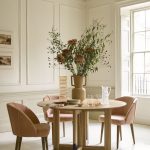 Sofa.com Memphis round table £1,000 and Piper dining chairs Cosmopolitan in smart velvet £270 each (8)