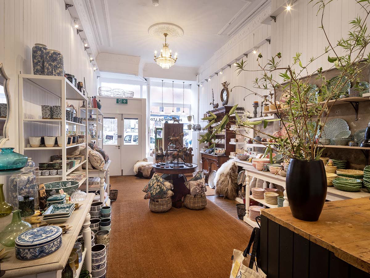 Interior of independent homeware shop 28 Langside, Glasgow