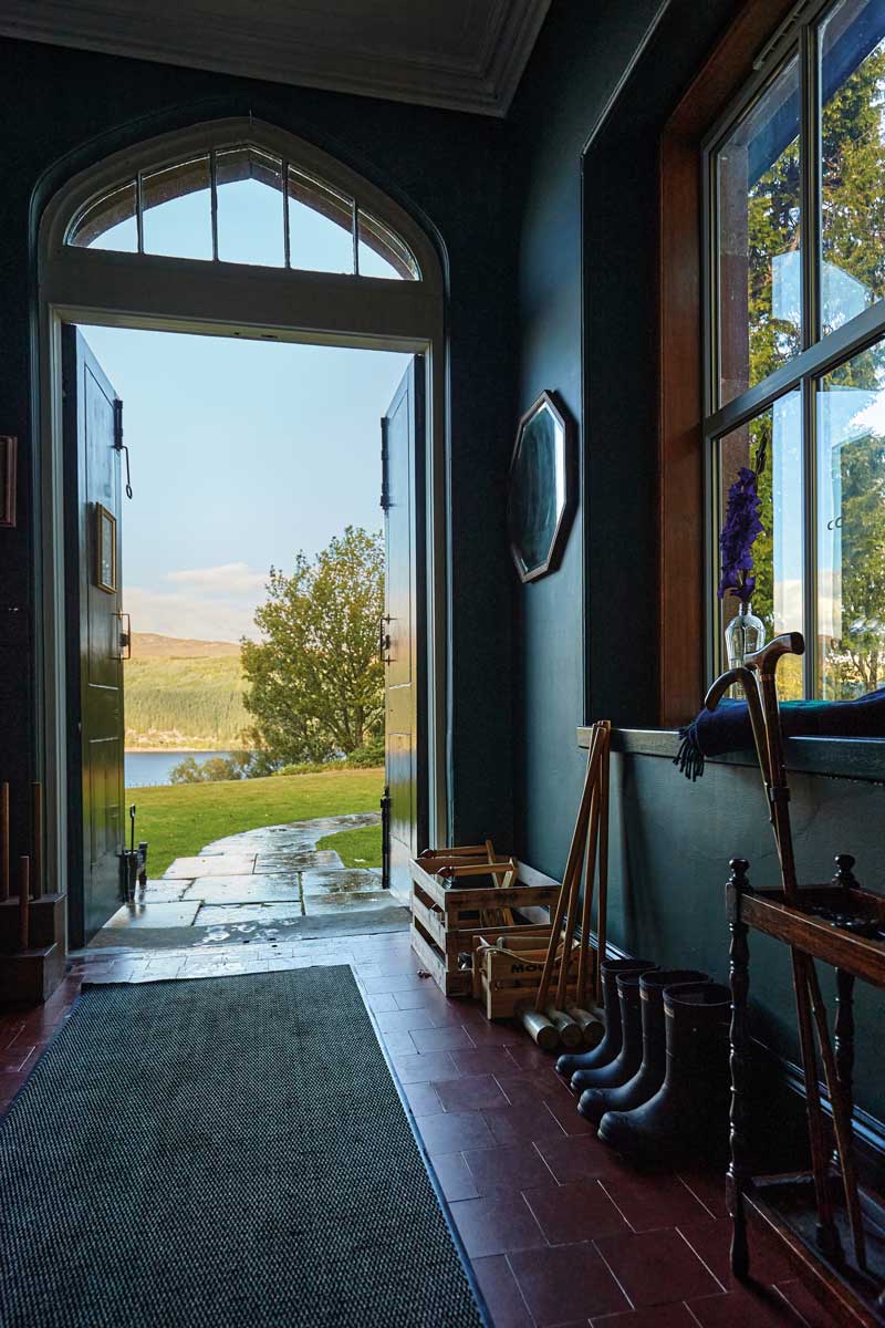 A view from the front door of Foyers Lodge out over Loch Ness