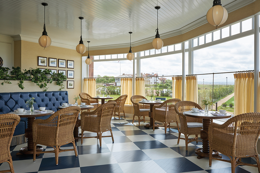 An alternative dining area, with big glass windows to take in the sea views at Marine Troon