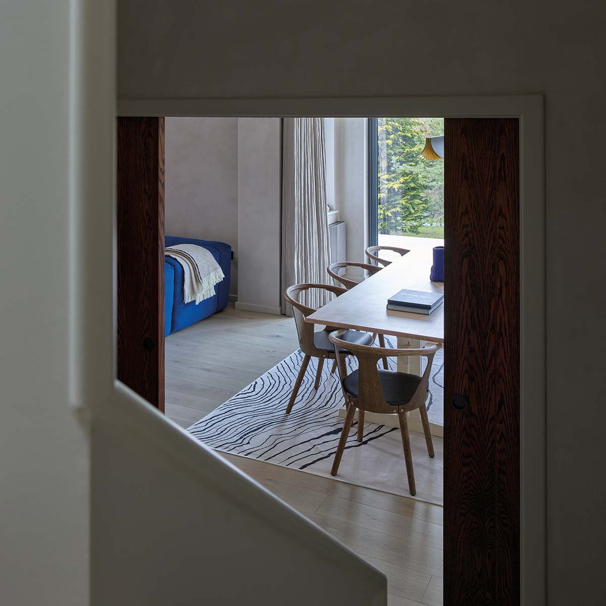 View from stairwell of dining table