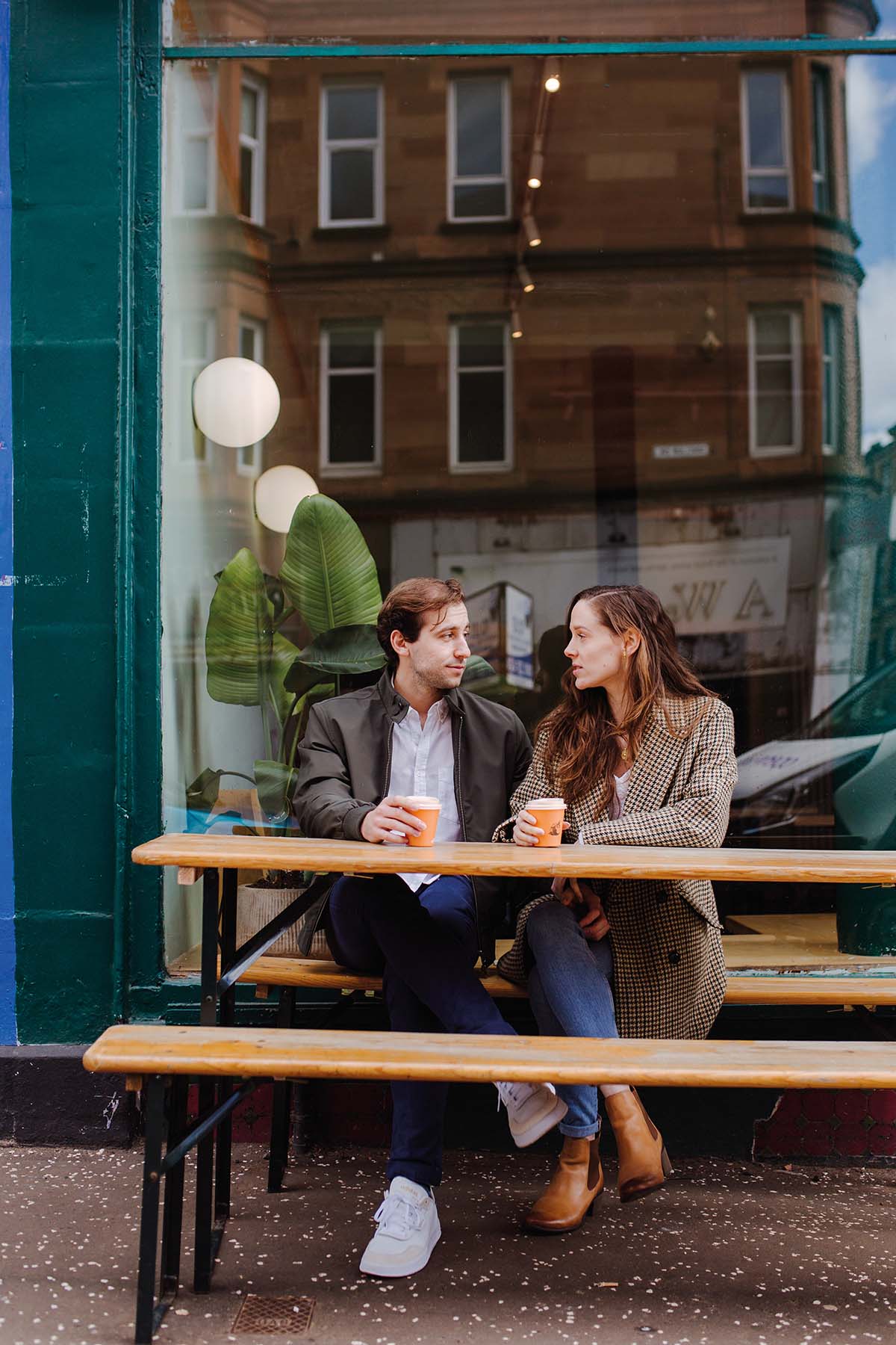 Scottish Ballet dancers enjoy a coffee outside their favourite coffee shop in Glasgow