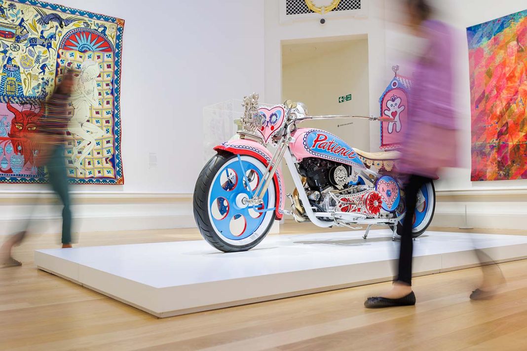 A motorbike designed by Grayson Perry as part of his Smash Hits exhibition