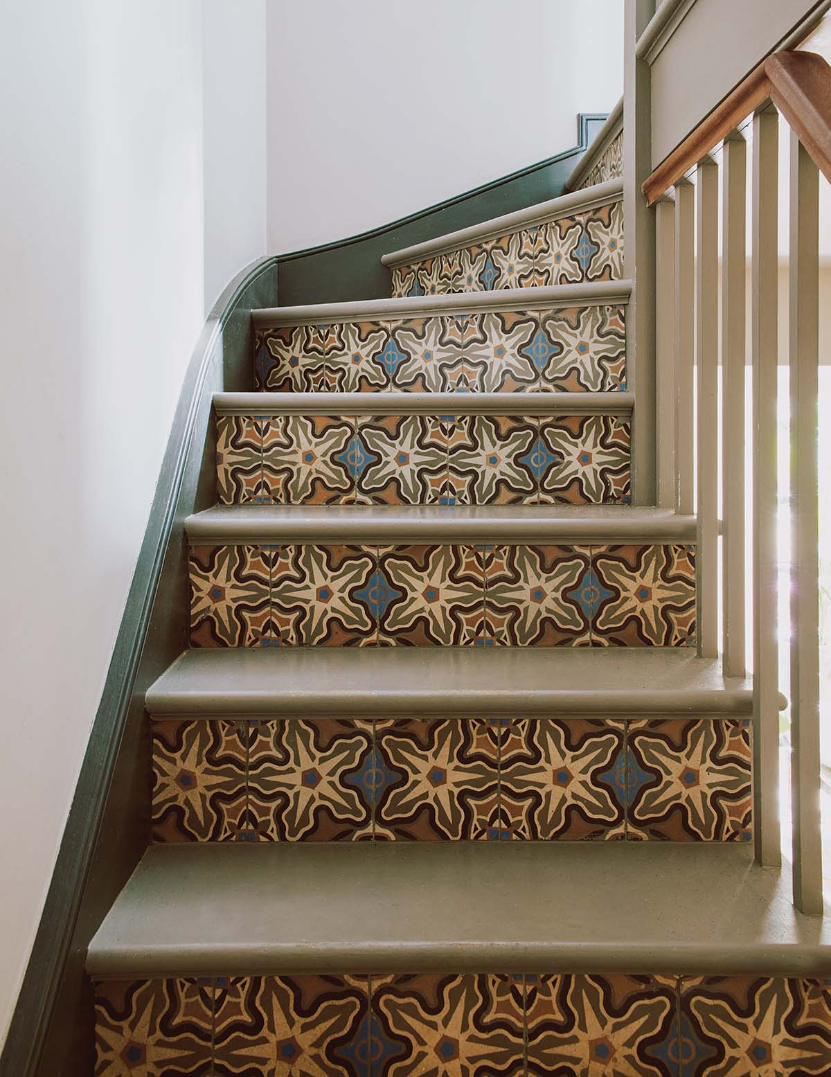 Tiled staircase in period home