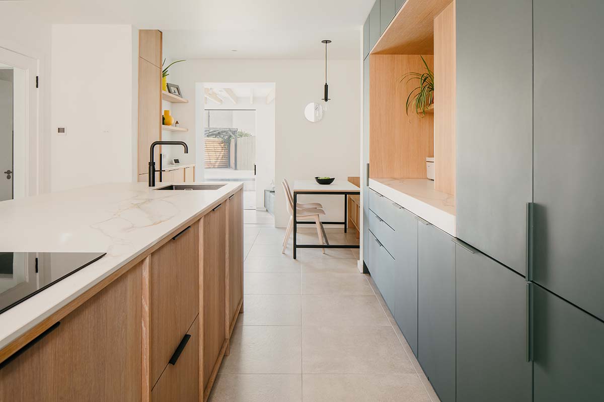 The sleek and humble kitchen of this North Berwick-based home.