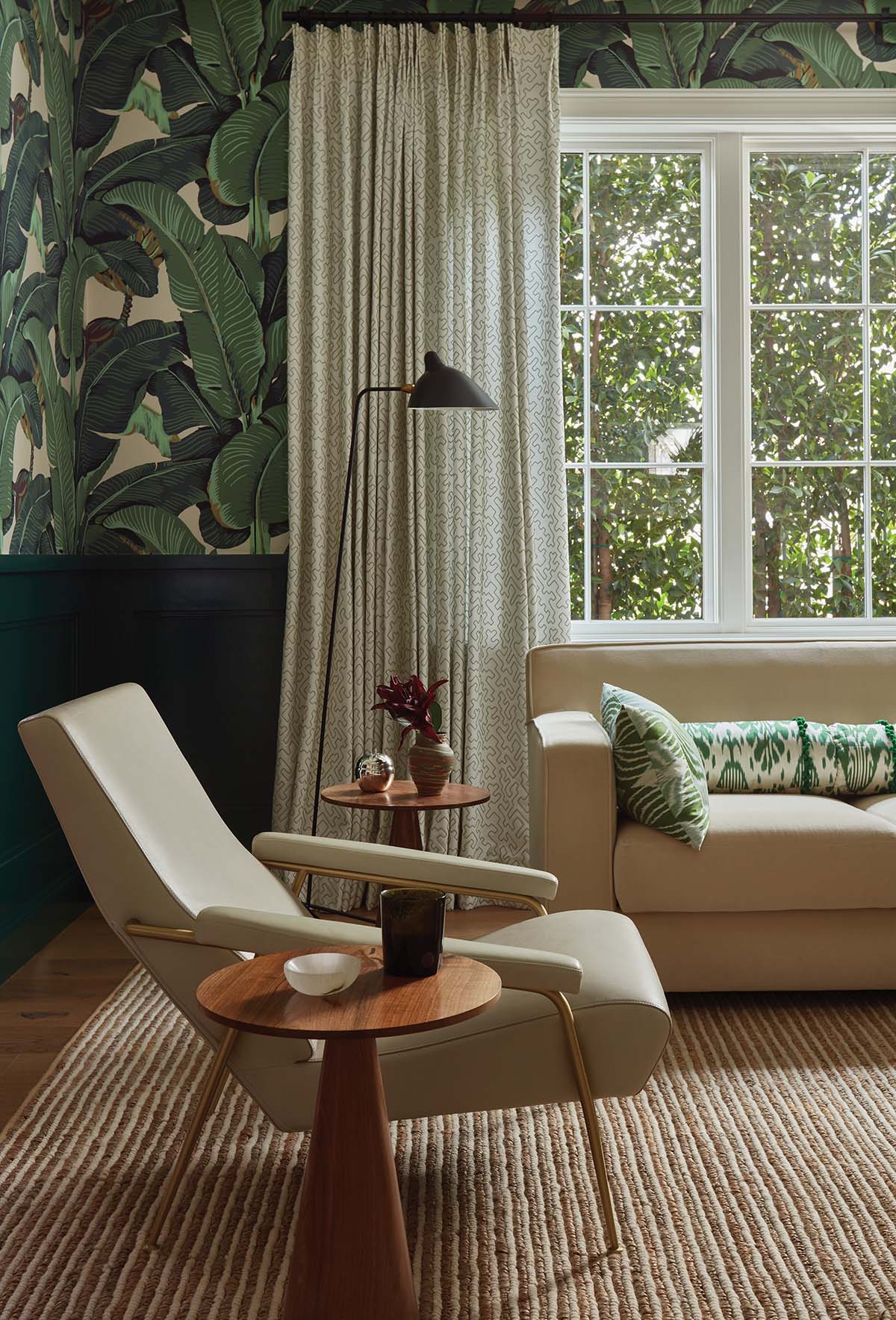 Living room window in Los Angeles house, designed by Tomèf Design Ltd