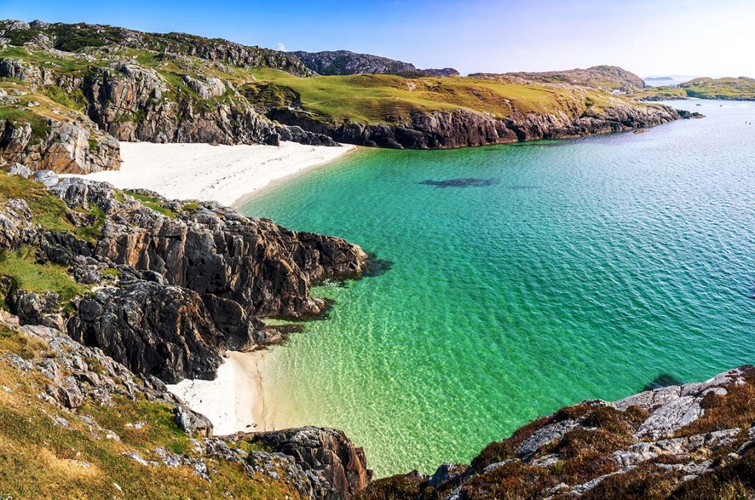 Secluded beach, Achmelvich in Scotland - NC500