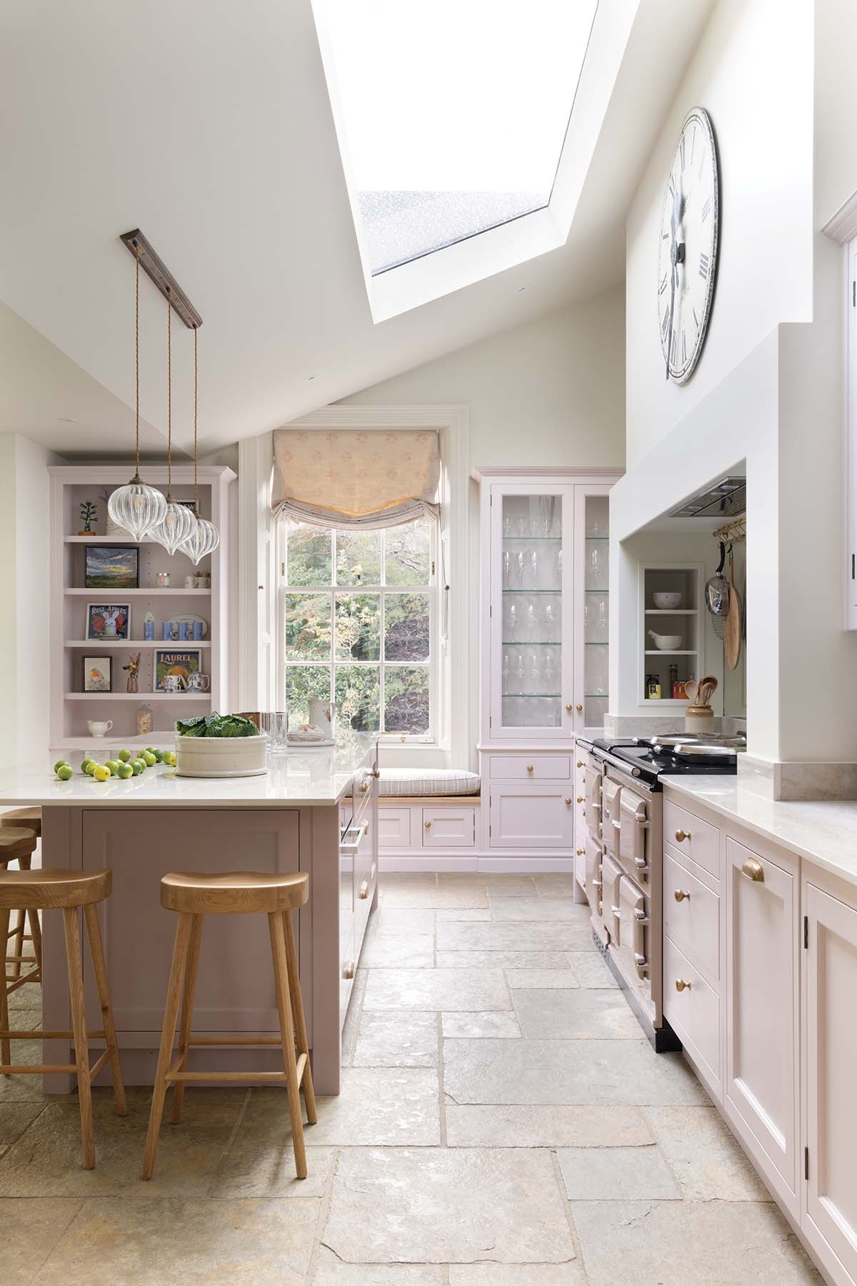 A stunning pink re-design of a sad kitchen interior by Scottish design