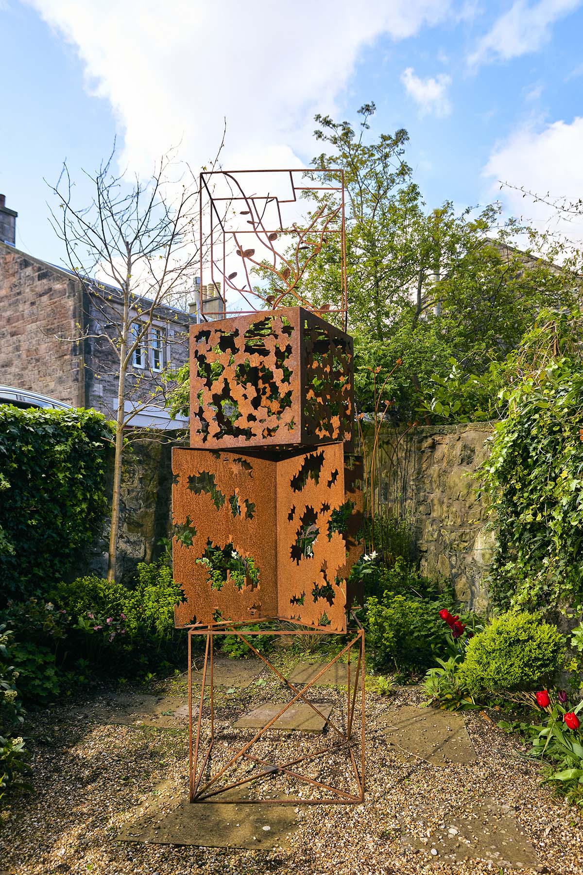 Iron sculptural work at exhibition in Edinburgh, Scotland