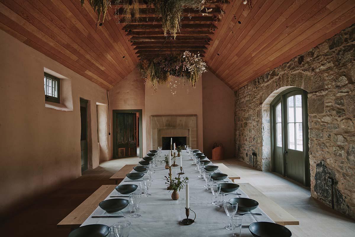 Grand dining room of Aldourie Castle in Loch Ness, Scotland