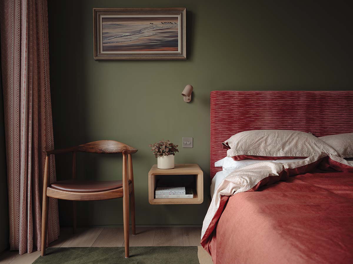 Bedroom in a house built by Brown & Brown architects, in Dumfries and Galloway 