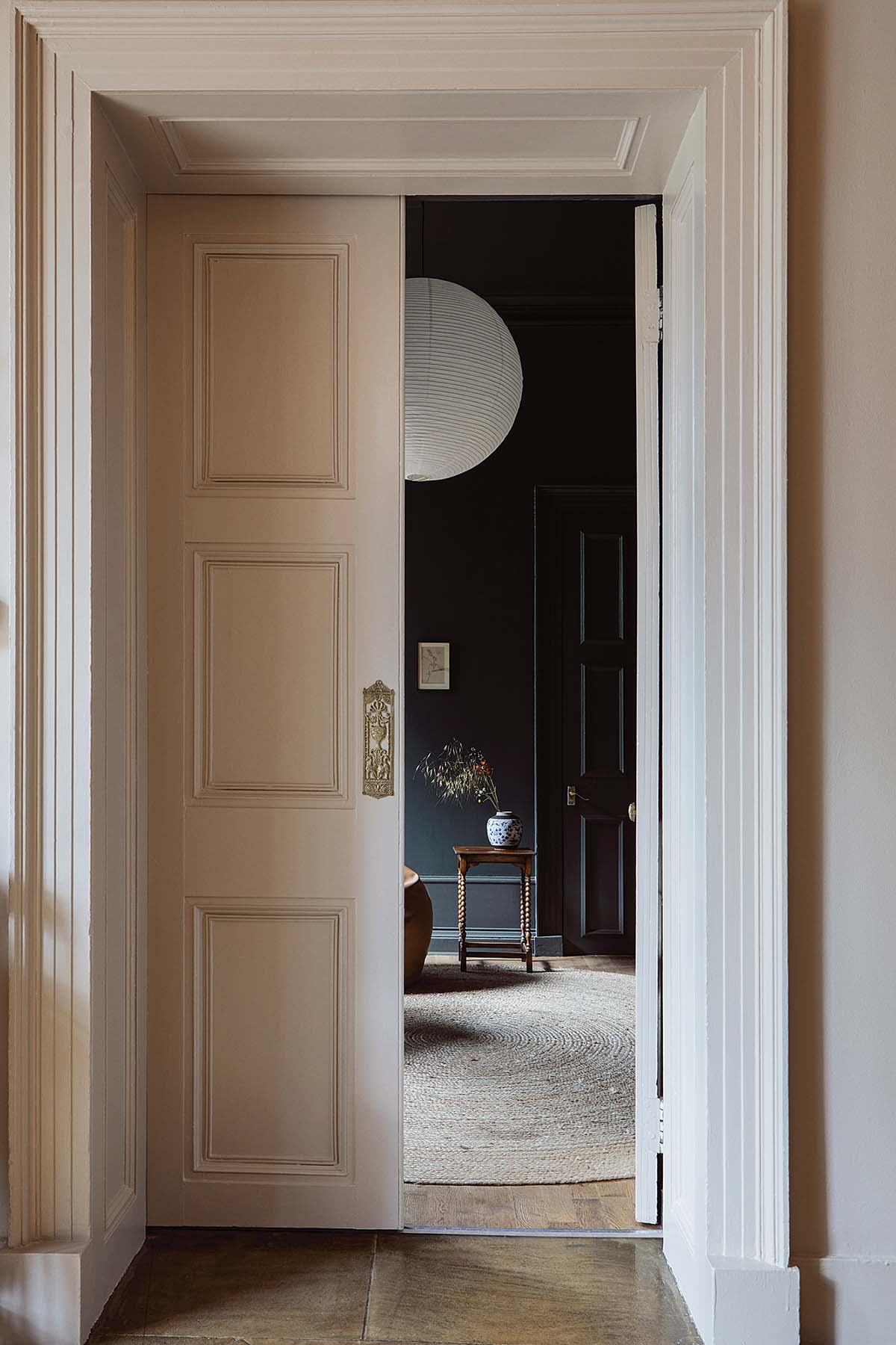 Hallway and living room in a grand Georgian manor stay in Scotland