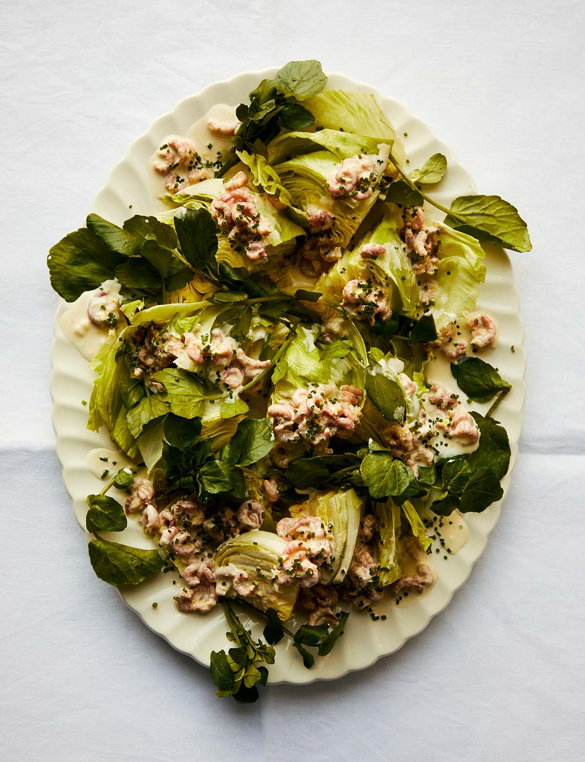 IMAGE | Sam Harris. Shrimp salad, part of the menu for the Good Time Cooking dinner party at Kitchen Table in Edinburgh - prepped by rosie mackean