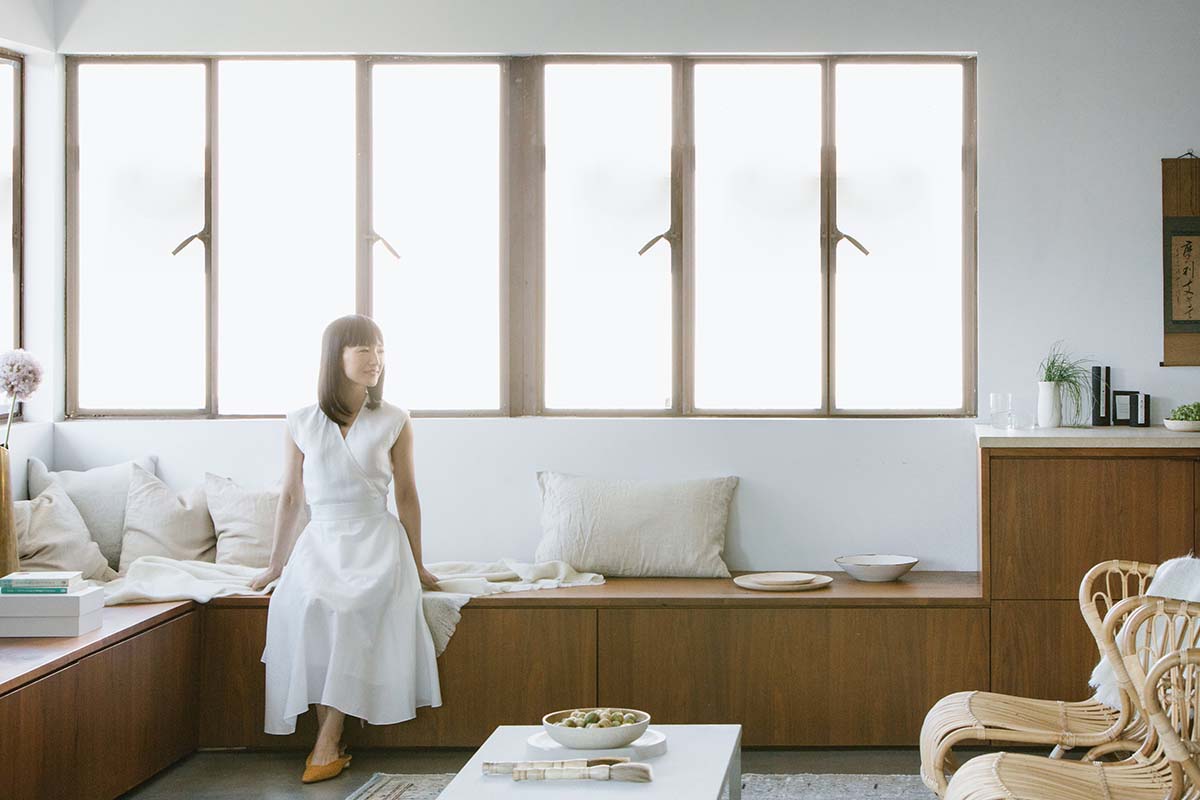 marie kondo at home, promoting the wellness of the KonMarie method