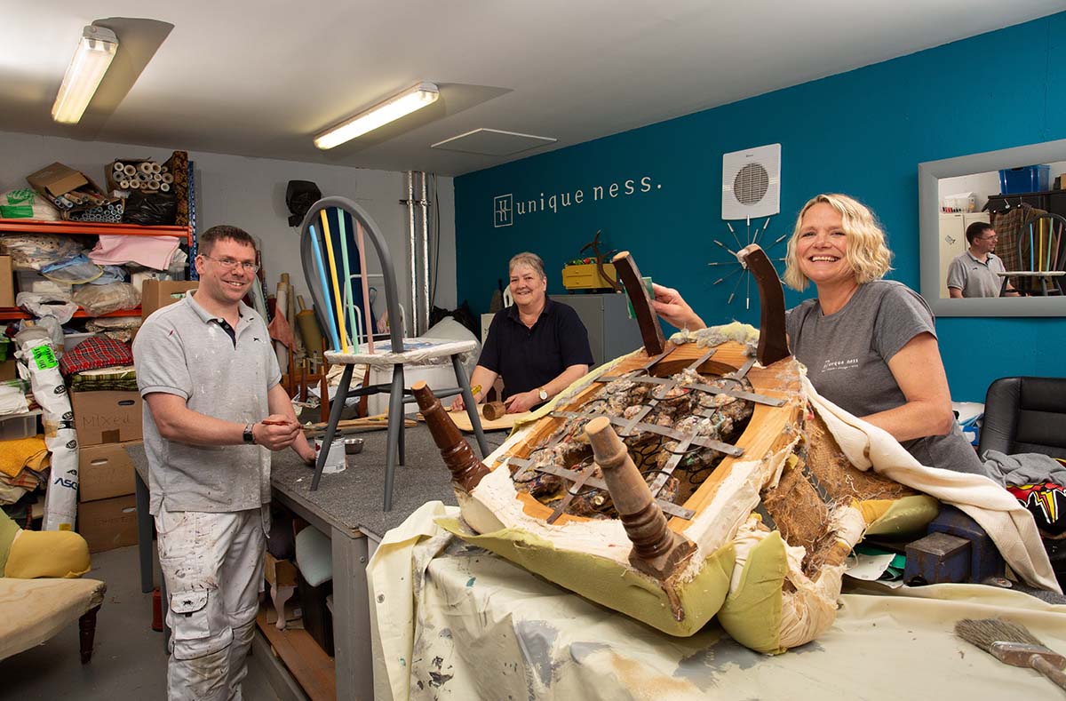 new start highland team restoring furniture in the scottish highlands unique ness store