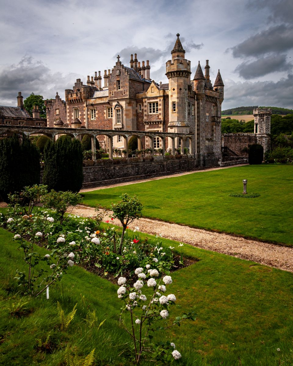 Portrait shot of Abbotsford House near Melrose in the Scottish Borders,