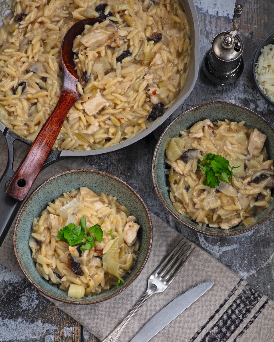 cock a leekie orzo by the hebridean baker