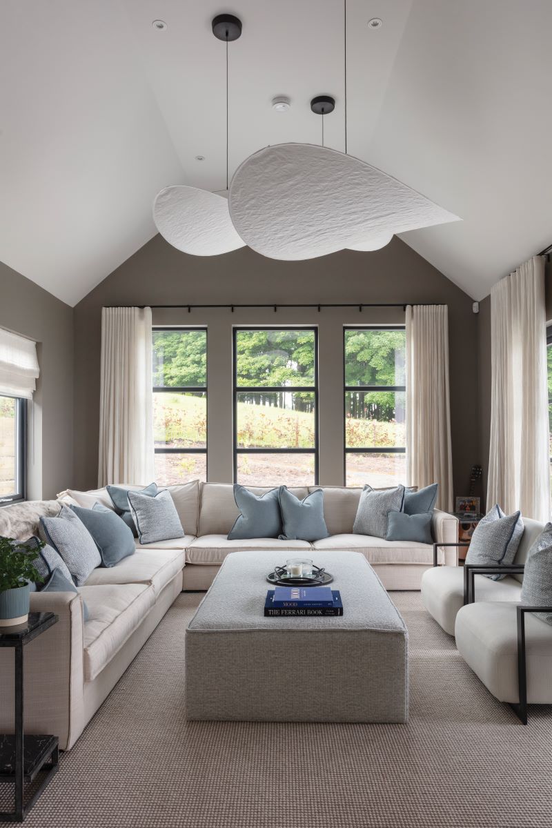 cosy family room in a grand home designed by edinburgh interior designer Pat Renson