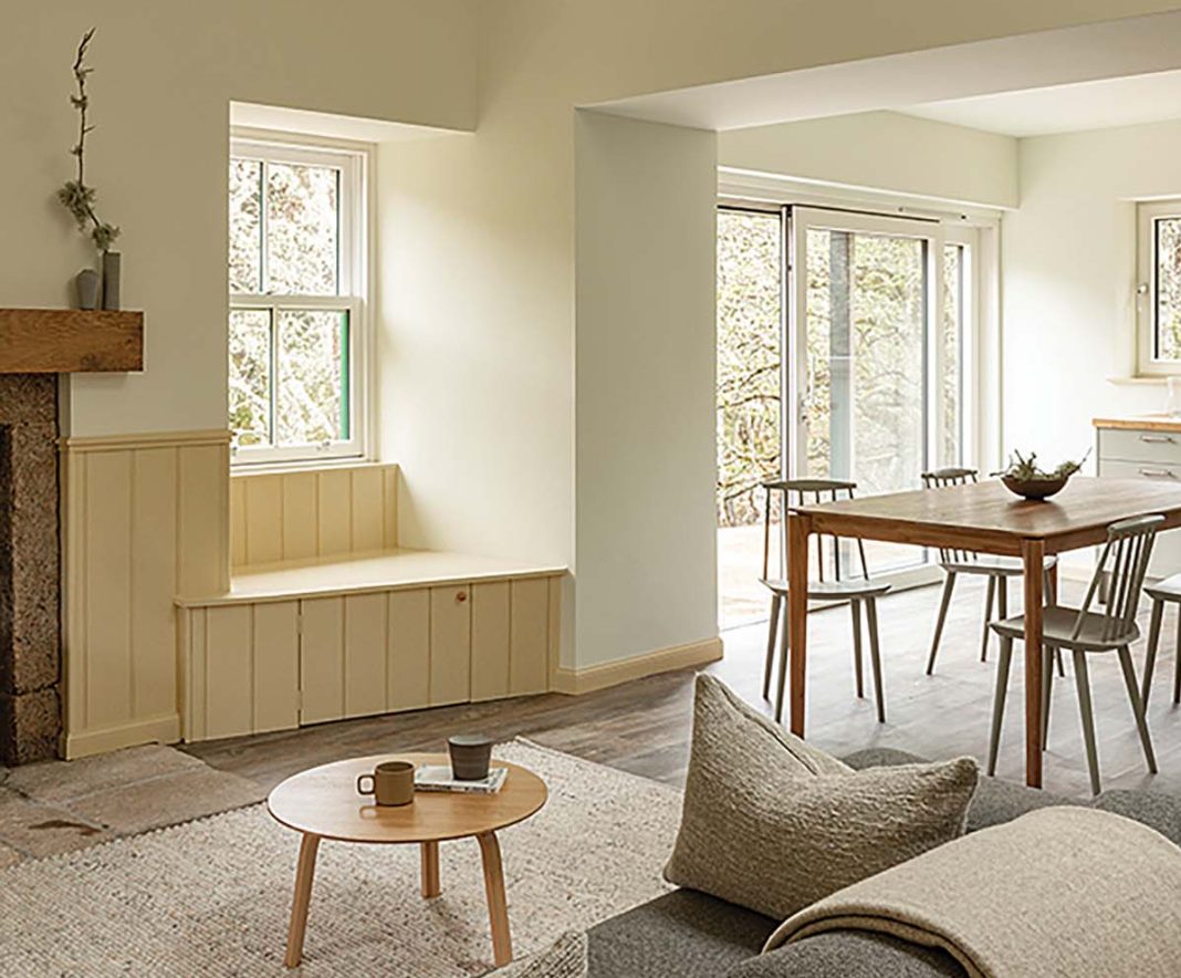 coldwells builds aberdeenshire schoolhouse project in scotland features neutral interiors with sleek surrounds and refined sillhouettes both inside and out