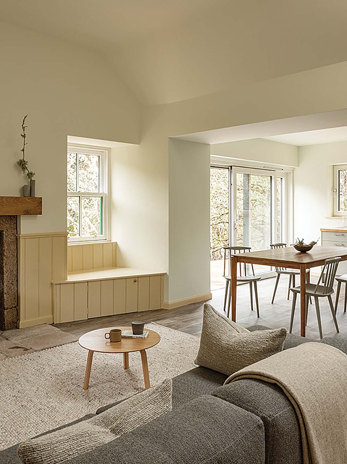 coldwells builds aberdeenshire schoolhouse project in scotland features neutral interiors with sleek surrounds and refined sillhouettes both inside and out