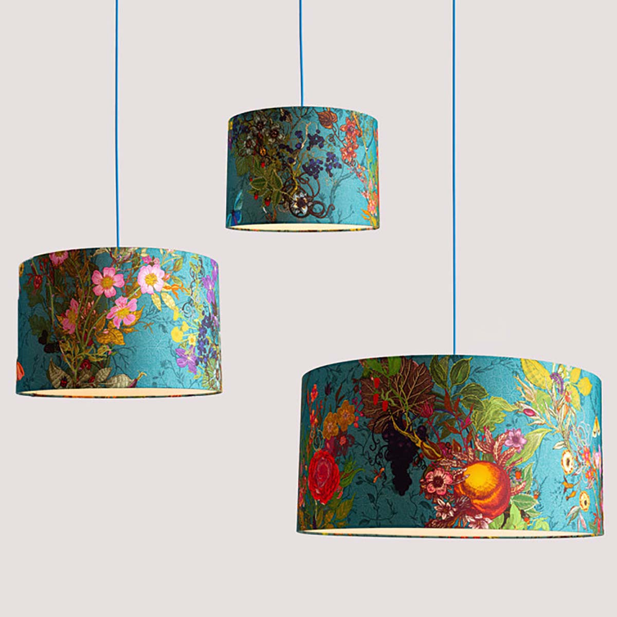 timorous beasties hand printed bloomsbury garden lampshades, made in scotland