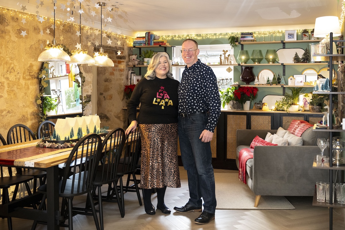 ann and Rolf owners of Santa's snug in Scotlands Christmas home of the year 2024