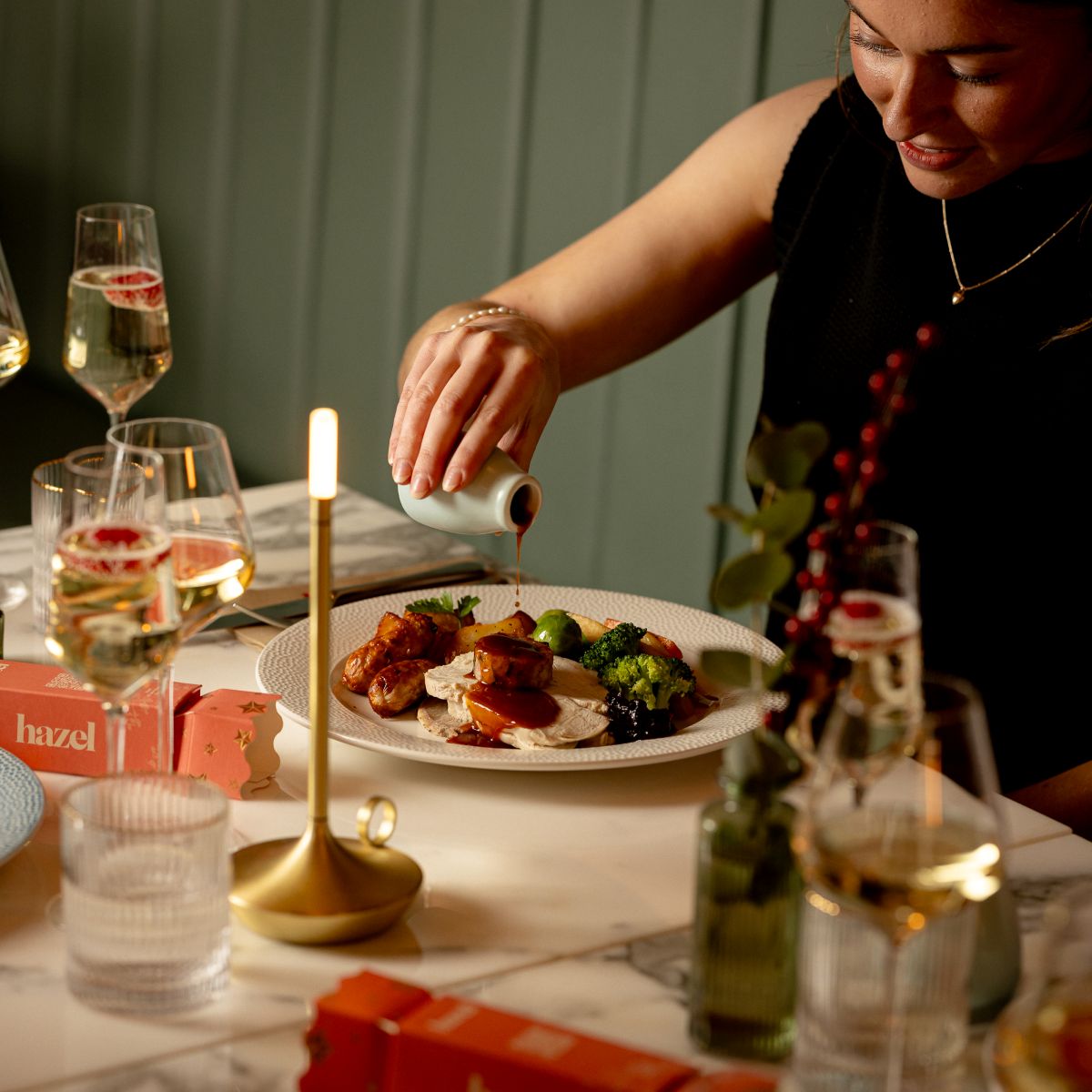 Main Course traditional turkey christmas dinner at Hazel restaurant in Glasgow