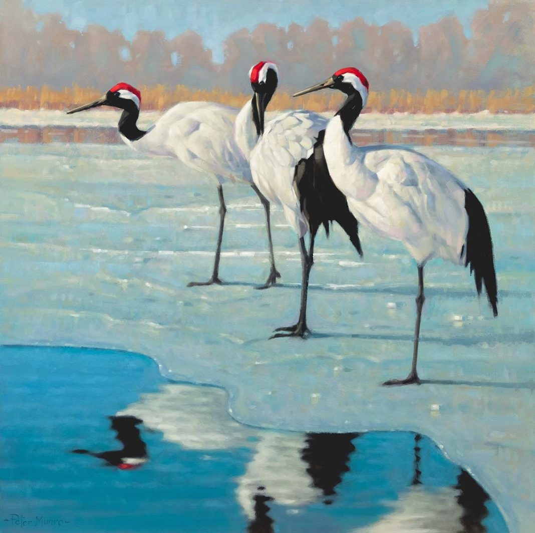 Peter Munro Japanese Cranes on Ice