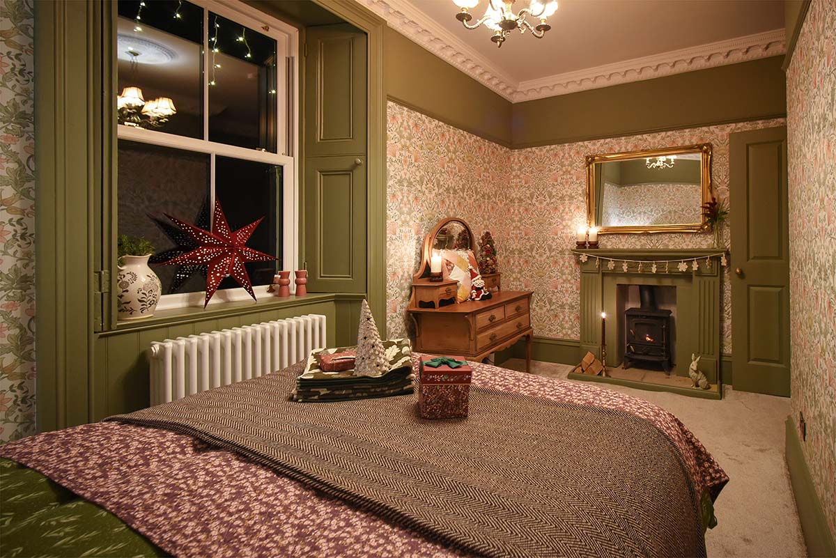 Scotland’s Christmas Home of the Year 2024 - festive farmhouse primary bedroom